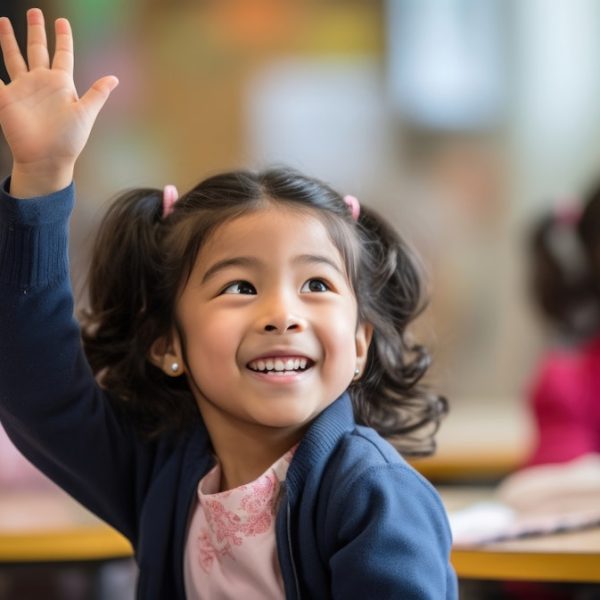 Cheerful Girl in Classroom