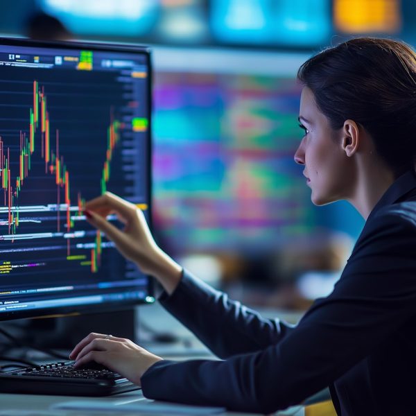 Focused Businesswoman Analyzing Financial Data