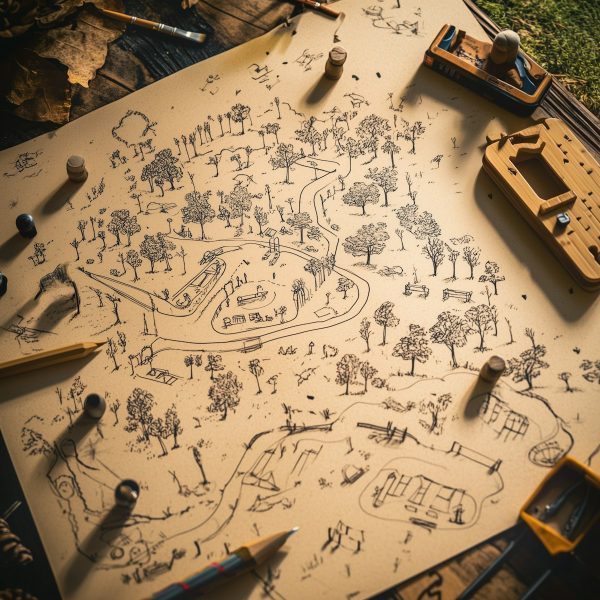 Hand-Drawn Park Map