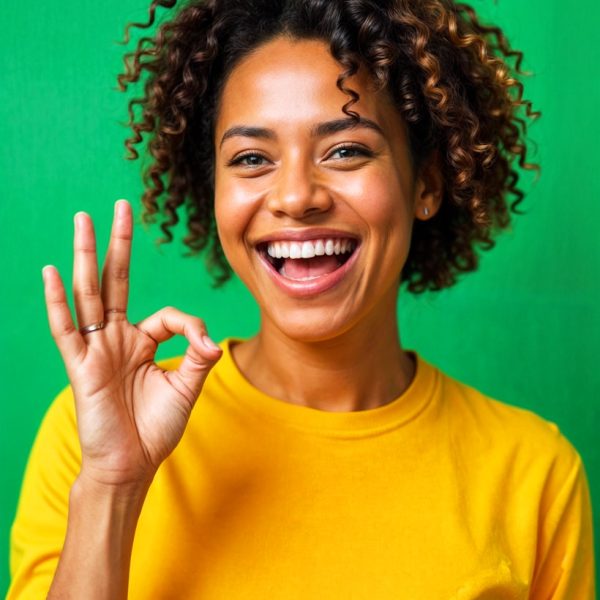 Joyful Person with OK Gesture