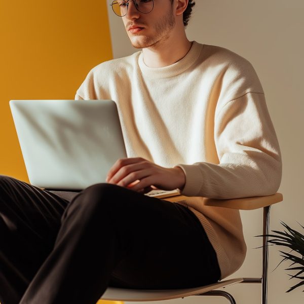 Man Working on Laptop