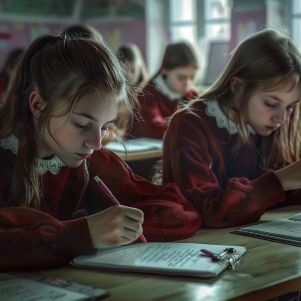 Studious Girls in Classroom